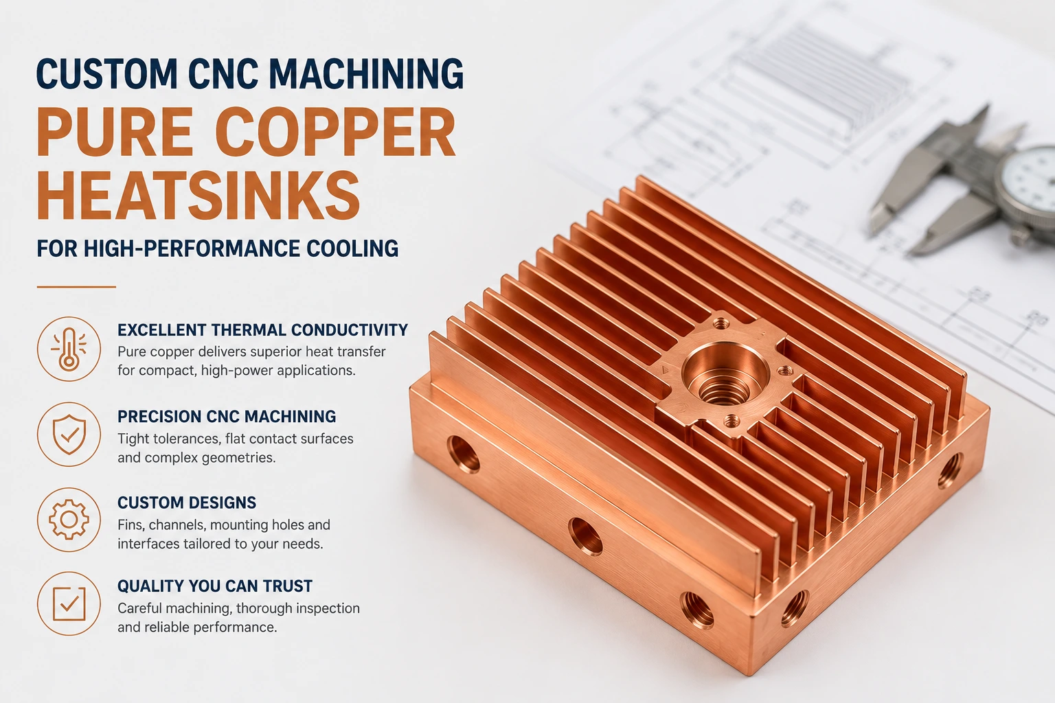 custom pure copper heatsinks