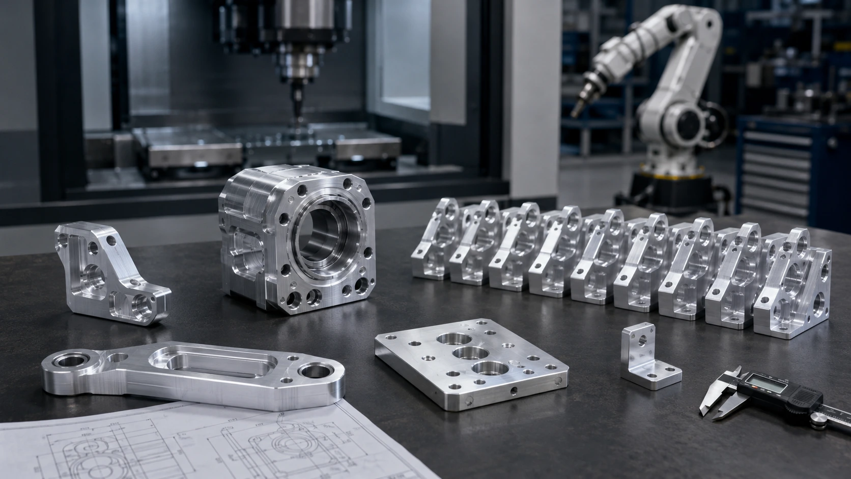 No MOQ CNC machined aluminum robot parts from prototype to pilot production