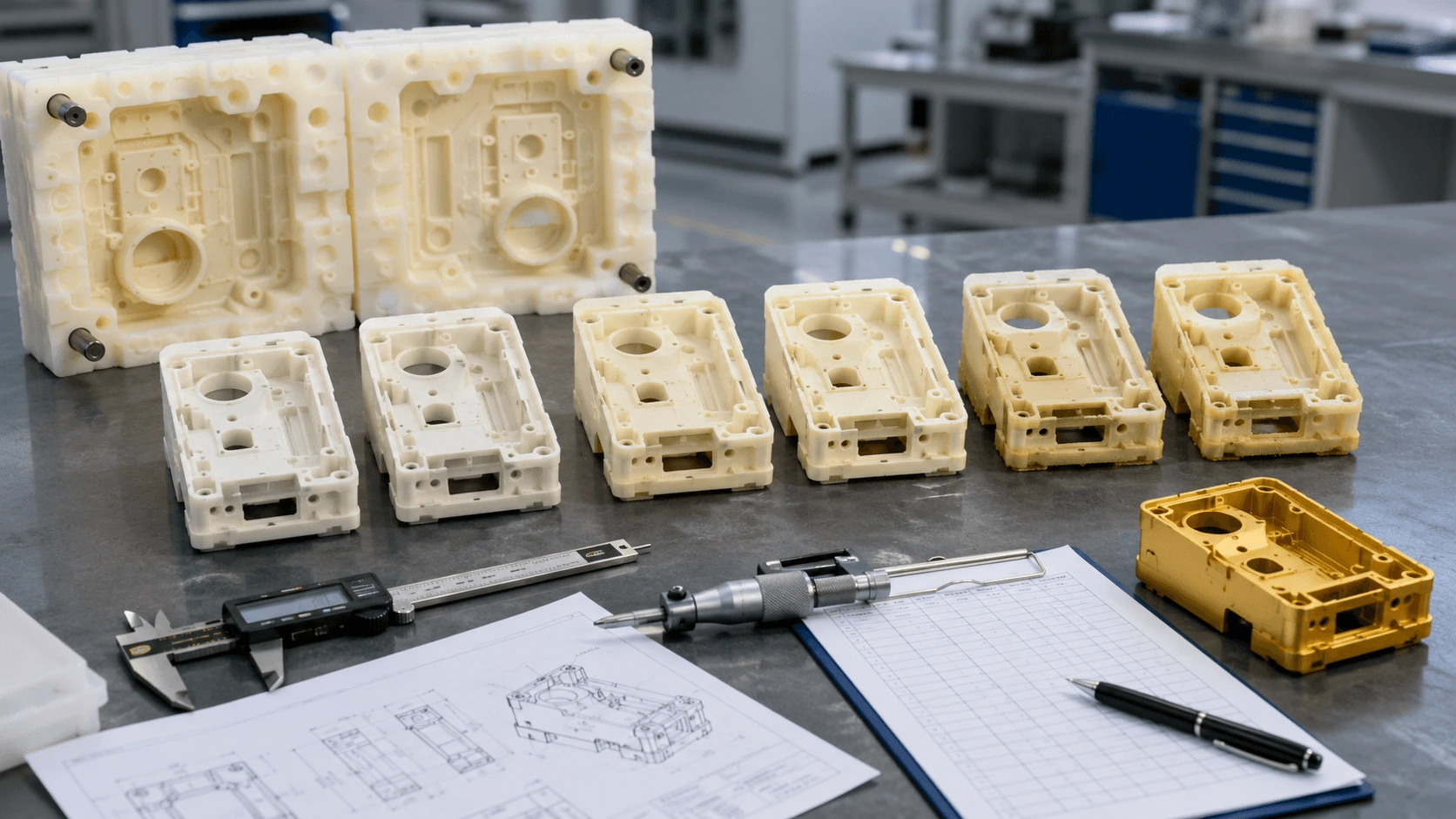 Early and late-cycle vacuum castings under inspection