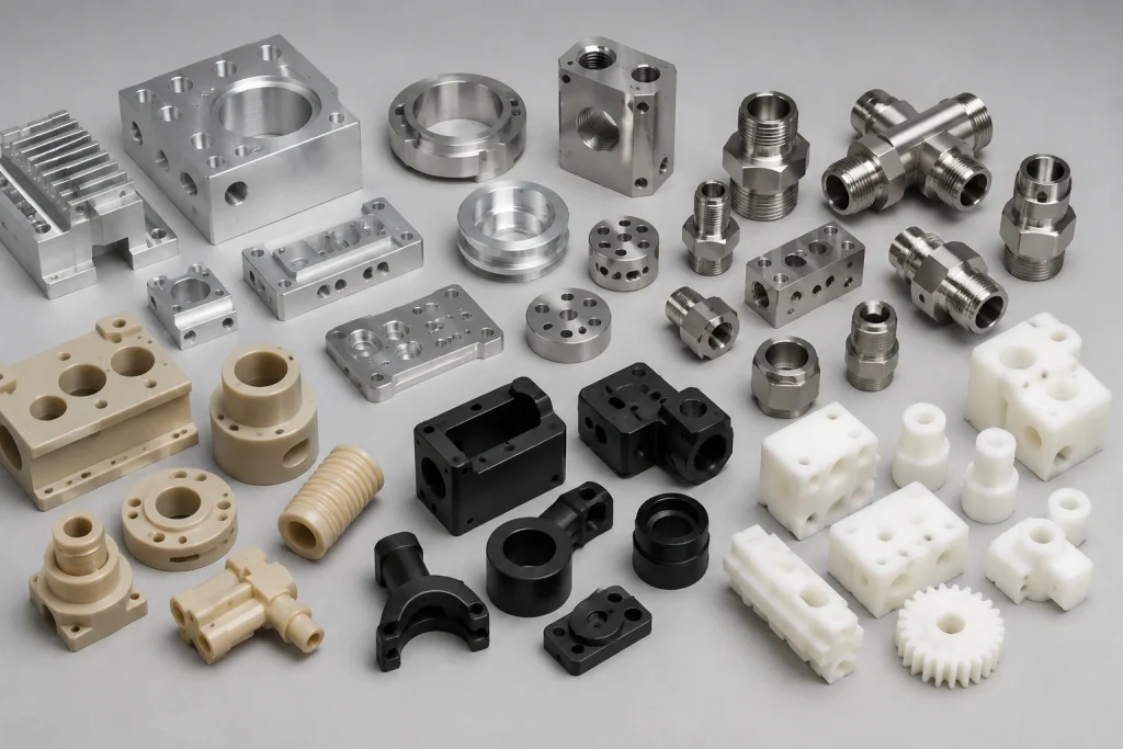 Aluminum, stainless steel and PEEK analyzer components