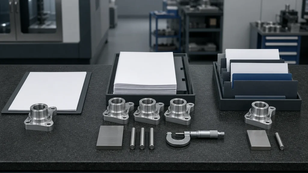 PPAP packages beside machined parts