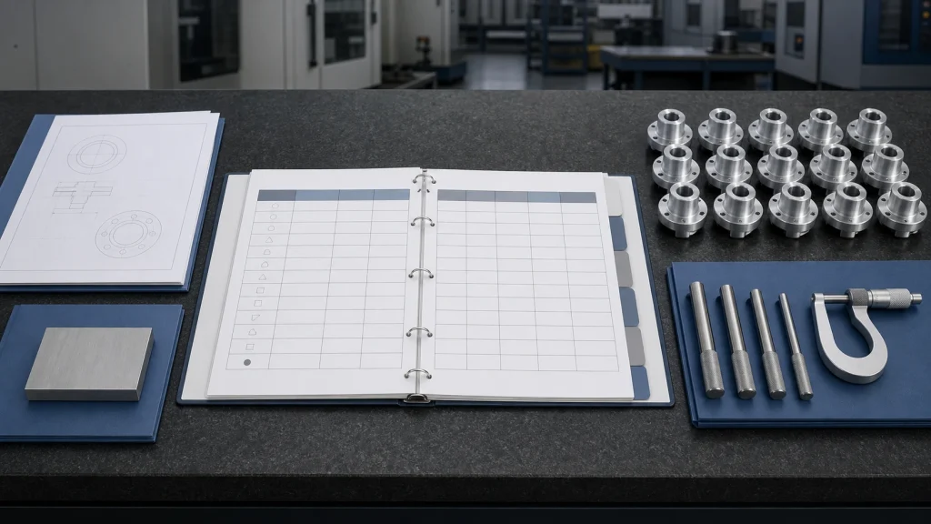 PPAP matrix with machined parts