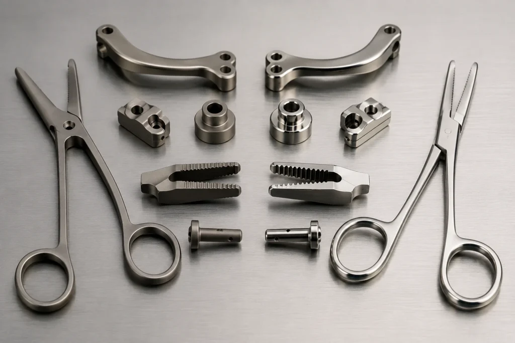 Titanium and stainless steel surgical components