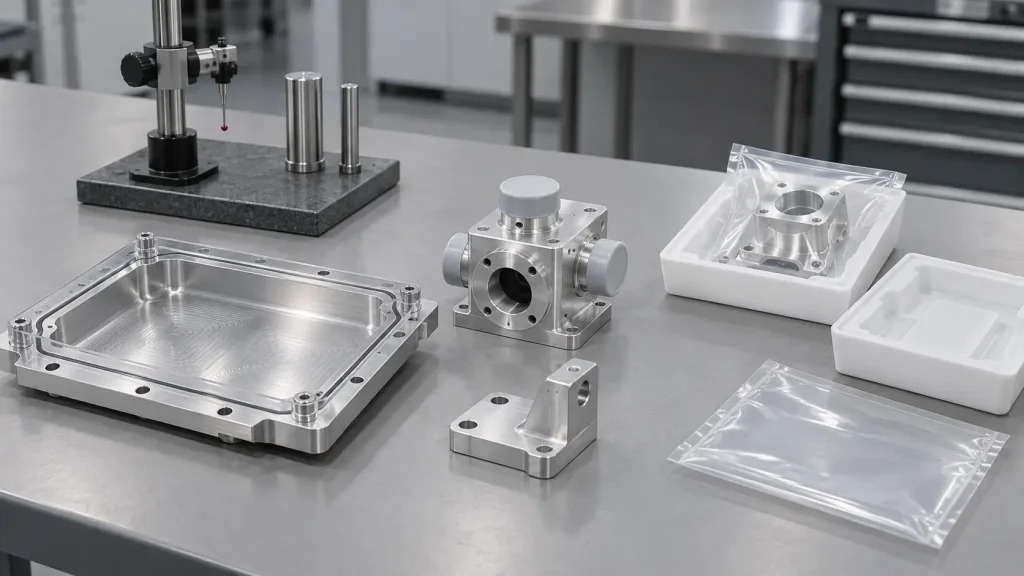 Aluminum parts with protective packaging