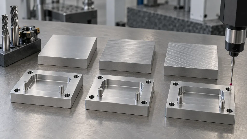 Aluminum blanks and machined fixtures