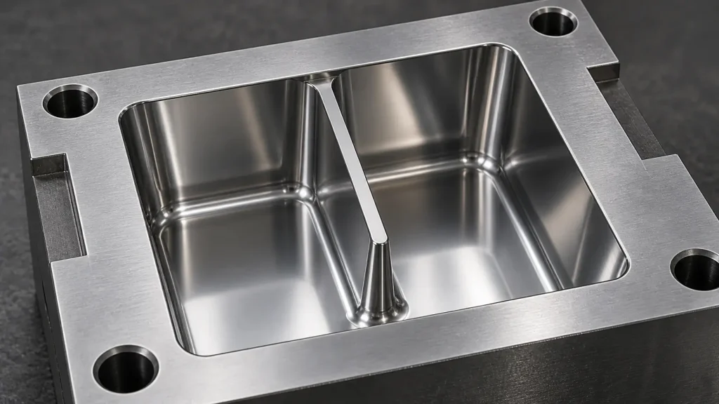 Polished mold cavity and narrow rib