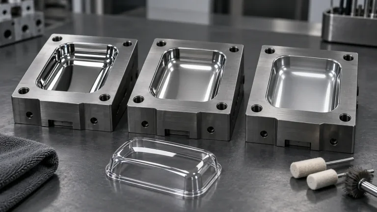 Polished mold inserts and clear plastic cover