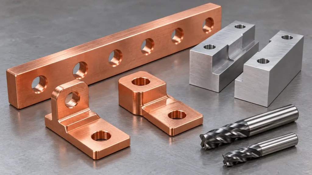 Copper busbars with milling tools